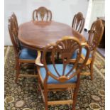 Inlaid Mahogany Dining Table, 4 Chairs & 2 Carvers