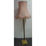 Brass Standard Lamp with Pink Shade