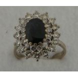 18ct Diamond/Sapphire Cluster Ring, 2 carat Diamond, 1 carat Sapphire, size S