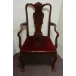 Queen Anne Style Mahogany Carver Chair