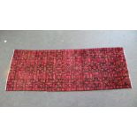 Black & Red Ground Full-pile Iranian Runner with Unique all-over Design