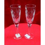 Pair of Stuart Crystal Cascade Champagne Flutes