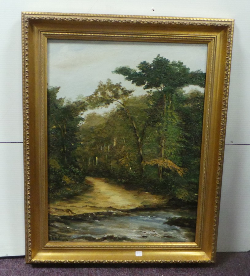 Gilt Framed Oil on Canvas - River Scene