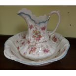 Floral Porcelain Basin and Ewer