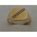Gents Heavy Diamond-set Gold Signet Ring Size Z