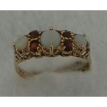 9ct Opal/Ruby Ring Size U