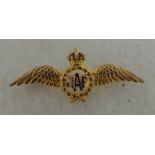 Antique Gold Enamel RAF Brooch