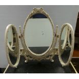 3 Way Cream and Gold Dressing Table Mirror