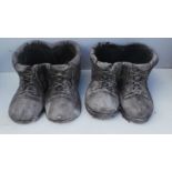 Lot of 2x Pairs of Concrete Garden Planters Boots