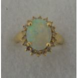 18ct Antique Diamond/Opal Cluster Ring Size O