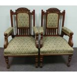 Pair of Newly-upholstered Edwardian Mahogany Armchairs