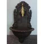 Cast Iron Brass-topped Wall Fountain
