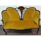 Edwardian Inlaid Mahogany 2 Seater Parlour Couch