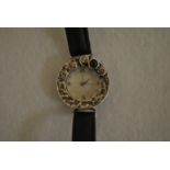 Silver Garnet-set Mother of Pearl Face Watch in Working Order