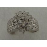 White Gold Diamond Cluster Ring, 1.5 carat Size Q