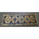 Hand-woven Persian Neutral Tones & Navy Traditional Medallion Door Design