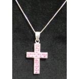 Silver Stone-set Cross on Silver Chain