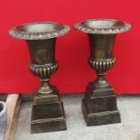 Pair of Bronze Planters on Stand