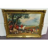 Gilt-framed Oil on Canvas of Hunting Scene