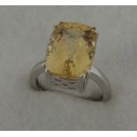 Silver Topaz-Set Ring Size M