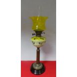 Antique Victorian Oil Lamp with Coloured Glass Shade