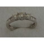 18ct Diamond 3-stone Ring with Diamond Shoulders 1 caret content and size P