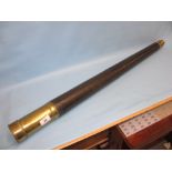 Large 19th Century brass and leather covered two section telescope bearing a trade mark in the form