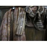 Ladies mid brown fur jacket (a/f) together with a fur stole and a fur collar