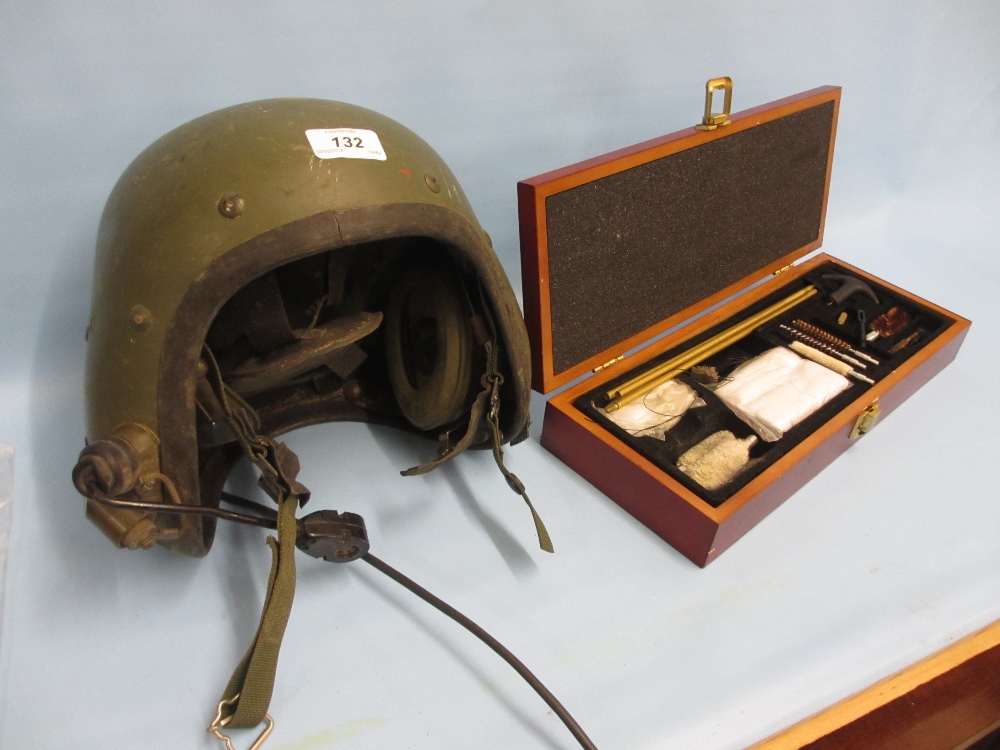 Tank commander's helmet and a modern cased gun cleaning kit - Image 3 of 3