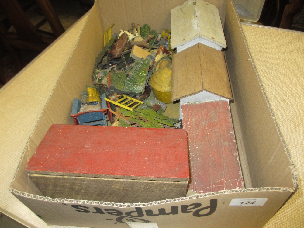 Box containing a quantity of various Britains die-cast farm toys with lead animals and various - Image 3 of 3