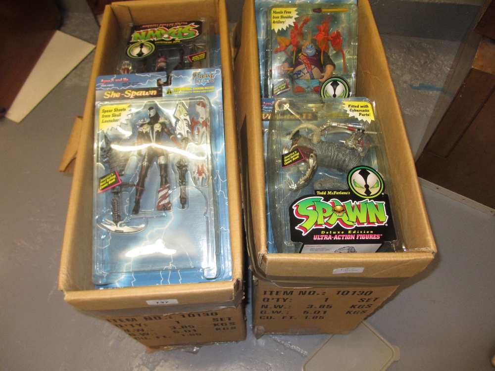 Two boxes containing a large quantity of various Spawn fantasy figures in original packaging - Image 2 of 3