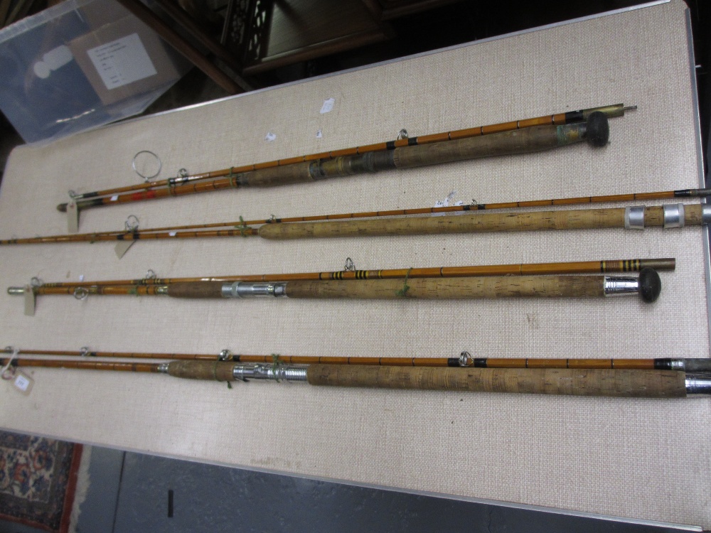 Two piece split cane fishing rod and three other various split cane fishing rods - Image 2 of 3