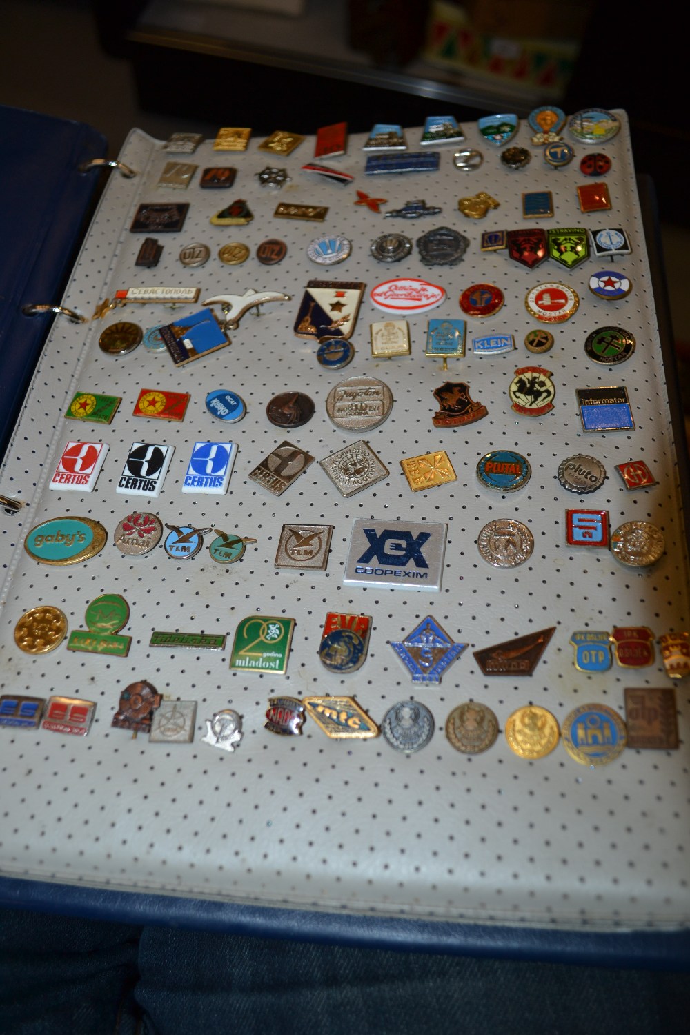 Album containing a large quantity of various small enamel pin badges and a box containing a - Image 7 of 13