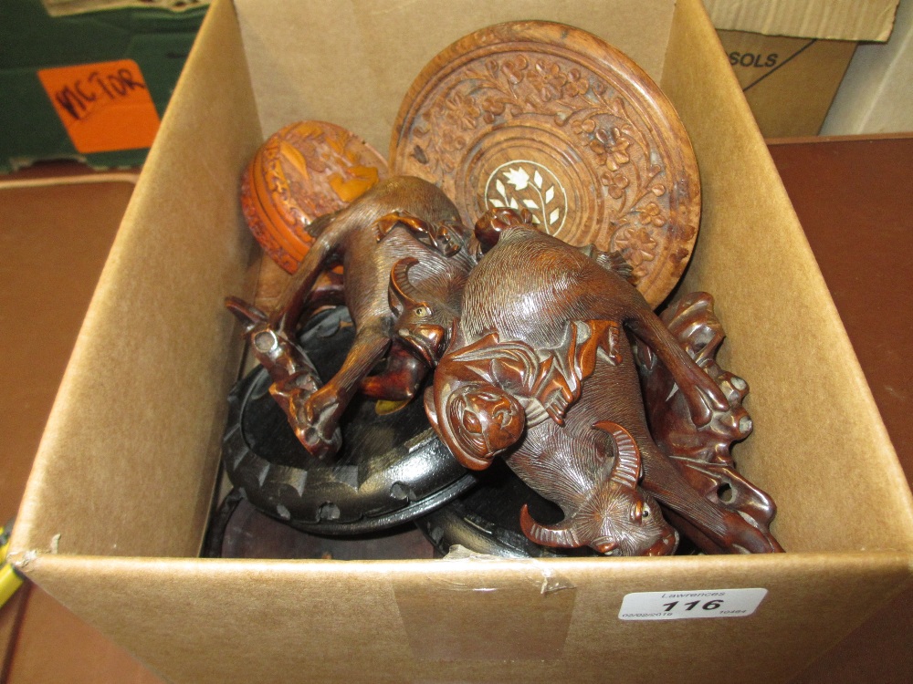 Pair of good quality Chinese carved wooden groups of figures riding buffalo together with a - Image 3 of 3