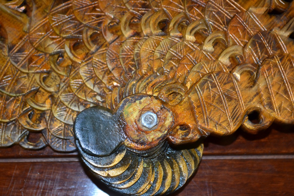 Oriental hardwood brass and jadeite mounted jewellery box and a large ornamental lacquer fan - Image 9 of 13