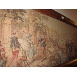 Large mahogany framed machine tapestry picture, scene in Venice with figures and gondoliers,