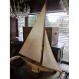 Early 20th Century wooden clinker built and painted single masted pond yacht