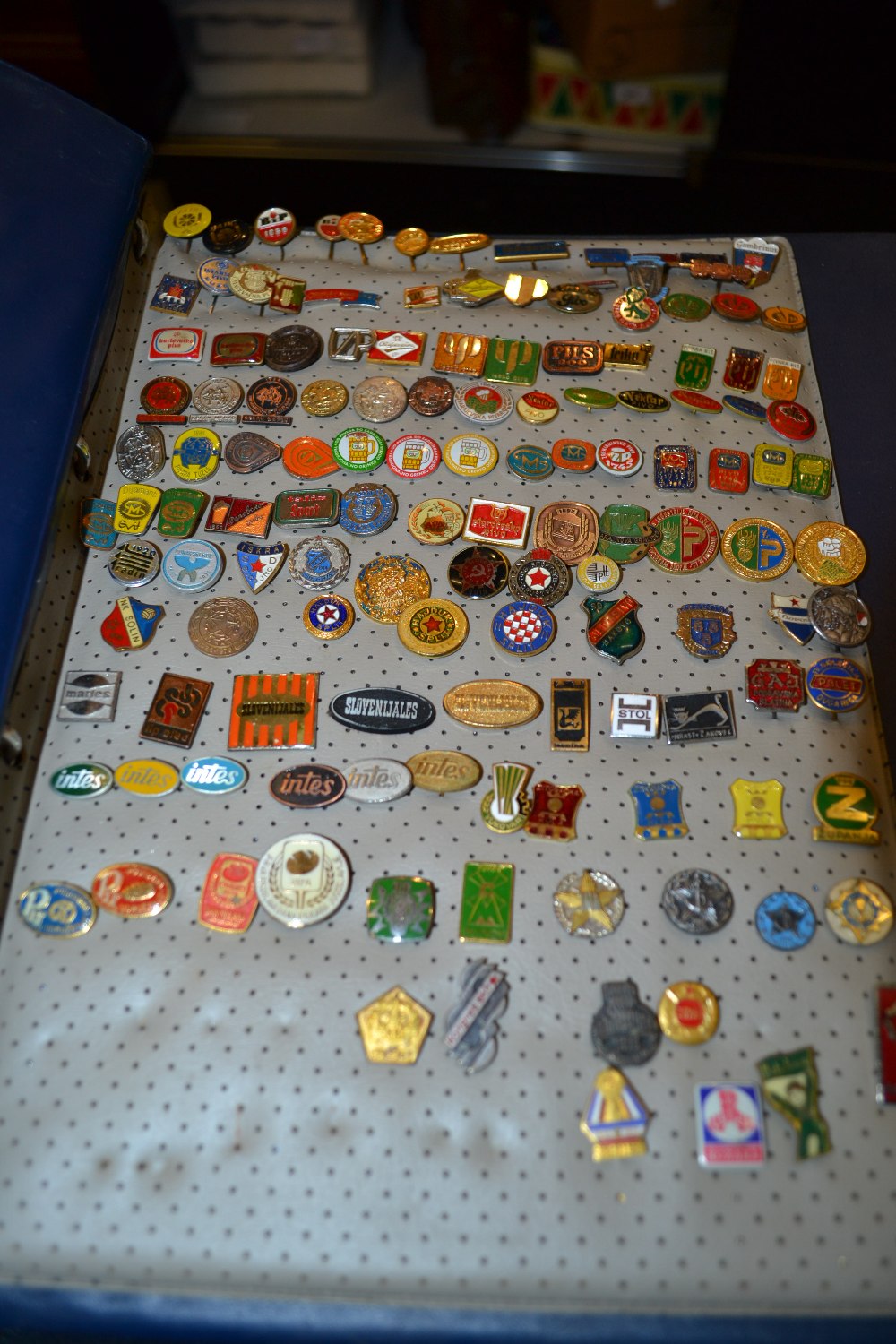 Album containing a large quantity of various small enamel pin badges and a box containing a - Image 12 of 13