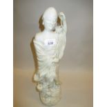 Antique Chinese blanc de chine figure of a sage (restored) God of Wealth with a Toad