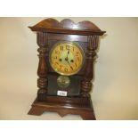 Continental stained beechwood mantel clock,