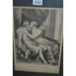 Antique engraving, entitled ' Jupiter et Junon ', framed,