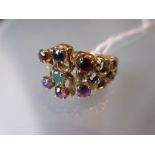 9ct Gold ring set various coloured stones