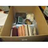 Box containing a quantity of miscellaneous items including: Bakelite box,