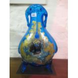 Auguste Jean, late 19th Century Art glass vase of teardrop form, raised on shaped supports,