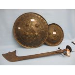 Persian style sword together with two similar small shields