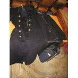 Naval Officer's heavy overcoat with brass buttons together with an evening jacket with tails and