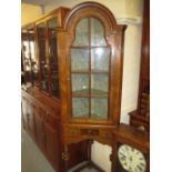Queen Anne style burr walnut and elm corner display cabinet with dome top above single bar glazed