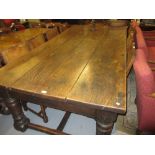 Large good quality oak refectory style dining table,