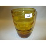 20th Century amber optical glass vase,