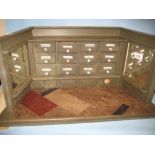 Unusual German painted wooden Christmas shop model inset with multiple drawers and mirrors,